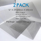 2PACK 304 Pretty Sturdy 12” X 24”(310mm X 610mm), 5 Mesh Wire Mesh Screen, Stainless Screen, Mesh Screen Never Rust, Hard and Heat Resisting Wire Mesh Used for Many Projects by Valchoose
