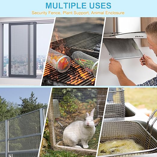 16 Pcs 13x9 (33cmx23cm) 20 Mesh 304 Stainless Steel Wire Mesh Sheet, Rustproof Metal Mesh Sheet Screen for DIY Crafts, Vent Covers, Garden Fencing, Window Protection & Industrial Filters