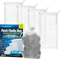 Aquatic Experts High Flow Filter Media Bag - Durable Filter Bags for Fish Tank, Secure Aquarium Media Bag with Drawstring, Media Bags for Aquarium and Pond, High Flow (White), 5" x 9" - 4 Pack