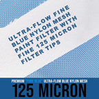 TCP Global - 125 Micron Filter Tips Ultra-Fine Paint Strainer (50 Pack) - Pure Blue Nylon Mesh Cone Strainer - Paint Filter Cones for Auto, House & Hobby