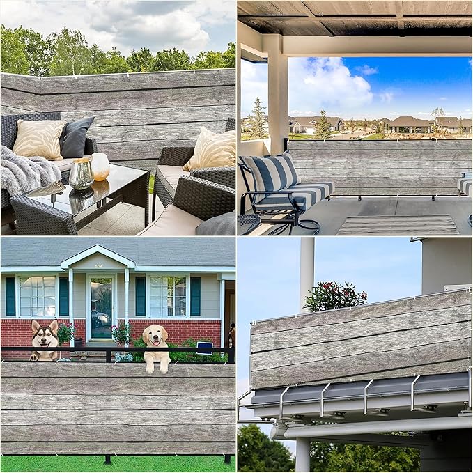 Privacy Screen 2.3' x 13.1' UV Protection Weather Resistant Waterproof Privacy Fence Panels for Outside, Includes Cable Ties for Outdoor, Patio, Deck, Backyard Porch Privacy, Floor Pattern