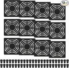 PATIKIL 70mm Fan Filter Grill, 12 Pcs Plastic Ventilation Dustproof Grill Covers Cooling Ventilator with Screws for Industry Workshop Computer Case Refrigerators Air Conditioning, Black