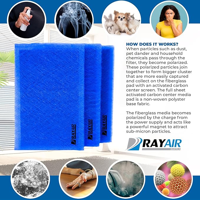 RAYAIR SUPPLY 20.625 x 30 Replacement Filter Pads Compatible with Dynamic Air Cleaner (3 Pack) (20 5/8 x 30)