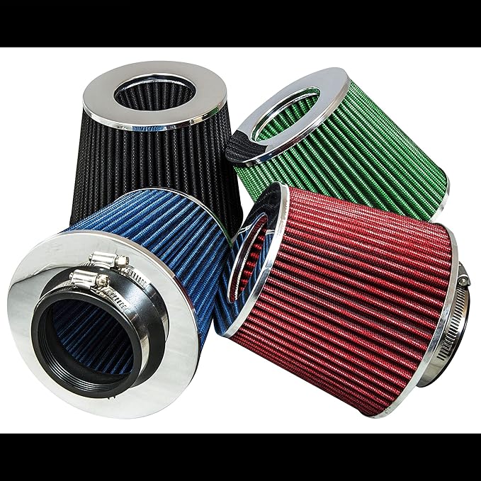 Mortar Aftermarket Auto Air Filter Replacement - Car Enthusiast Class Universal Cold Air Intake Gulps in More Air for More Engine Power & Passionate Induction Sound, 2.5 In, Blue