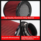 Cold Air Intake Filter High Performance Washable Filter Clamp-On Replacement Air Filter Flange Diameter 3inch/76mm Red