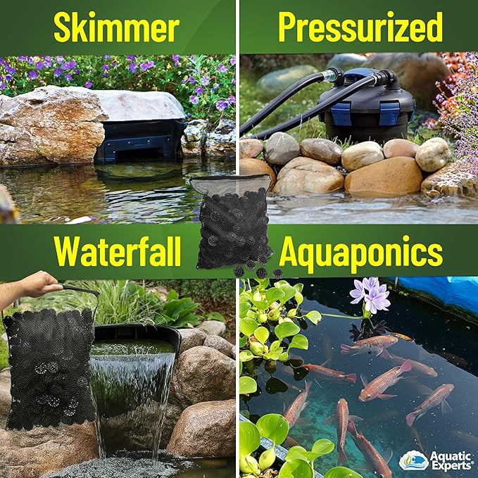 Aquatic Experts 1.5" Large Bio Balls for Ponds – Biological Filter Media for Waterfalls & Outdoor Pond Filters, Treats Up to 6,600 Gallons (2000 Count, Bulk Box – No Mesh Bags)