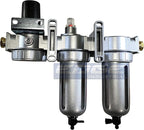 Three Stage Air Drying System - Air Particulate Filter, 0.01 Micron Coalescing Filter & Air Pressure Regulator Modular Combo Semi Automatic Drain, Poly Bowl (3/8" NPT)