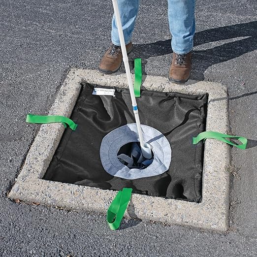 PIG Adjustable Frame Storm Drain Filter | Traffic Safe Sediment Filter | Inside The Drain Filter | for Storm Drains 20" - 32" W to 20" - 32" L | Rectangle |8” Diameter | PMB30625