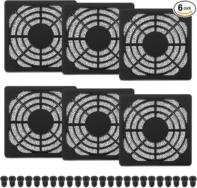 PATIKIL 60mm Fan Filter Grill, 6 Pcs Plastic Ventilation Dustproof Grill Covers Cooling Ventilator with Screws for Industry Workshop Computer Case Refrigerators Air Conditioning, Black