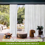 RYB HOME 2 Panels Garden Netting, Size Adjustable Porch Screen Mesh Outdoor Curtains Lightweight Mosquito Curtains for Patio Gazebo Pool Hut Bug Netting, White, 59 inches Wide x 84 inches Long