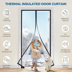 Magnetic Thermal Insulated Door Curtain - Fit Door Size 32x80 Inch Waterproof Bubble Wrap Door Cover Light Filtering Screen Door, Keep Warm in Winter Cool in Summer, Kid & Pet Friendly