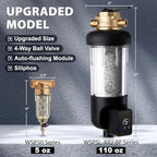 iSpring WSP100SL-ARJ-BP, NSF Certified, Whole House Spin Down Sediment Water Filter with 4 Modes Bypass, Include Siliphos Helps Prevent Scale, Clear Housing, Jumbo Size with Touch-Screen Auto Flushing