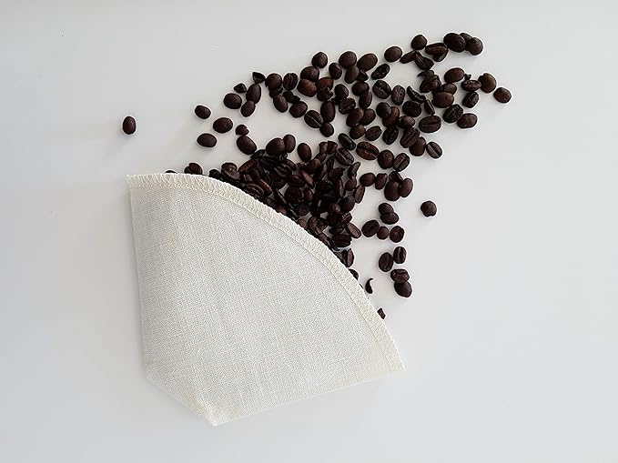 Cloth Reusable Cone Coffee Filter (Size #4) - Made in Canada of Hemp and Organic Cotton - Zero Waste, Eco-Friendly, Natural Filter for Drip Coffee Makers