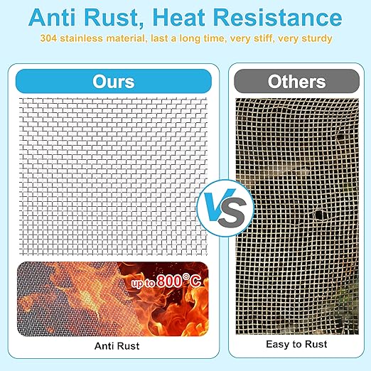 32 Pcs 13x9 (33cmx23cm) 20 Mesh 304 Stainless Steel Wire Mesh Sheet, Rustproof Metal Mesh Sheet Screen for DIY Crafts, Vent Covers, Garden Fencing, Window Protection & Industrial Filters