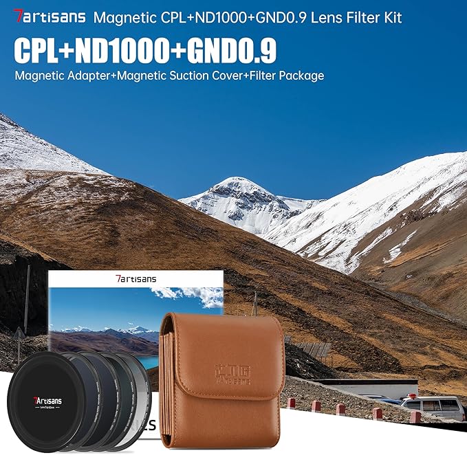 7artisans Nano Magnetic Filter UV Filter ND Light Reduction Filter/CPL Polarization Filter/GND Gradient Filter/Black Mist 1/4 Portrait Photography Filter Suitable for Lens(67mm 3-in-1 Set)