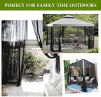 RYB HOME 2 Panels Porch Screen Mesh Outdoor Curtains Lightweight Mosquito Netting for Patio Gazebo Pool Hut Bug Netting Size Adjustable, Black, 118 inches Wide x 98 inches Long