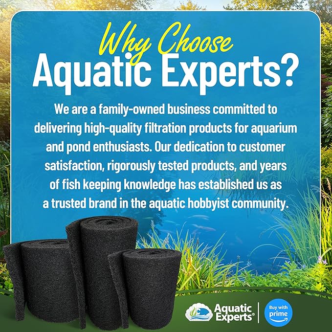 Aquatic Experts Classic Koi Pond Filter Pad COARSE – Bulk Roll Pond Filter Media, Rigid Ultra-Durable Latex Coated Fish Pond Filter Material US (12" x 12 Feet, Coarse (Black))