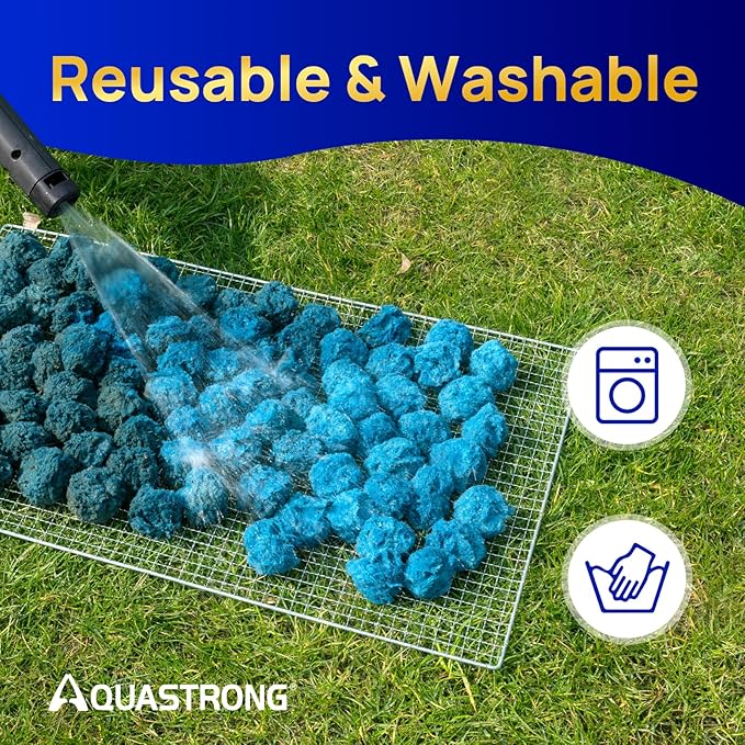 AQUASTRONG Pool Filter Balls for Sand Filter Pump, 3.1 lbs Reusable Sand Filter Balls (Replaces 100 lbs Pool Filter Sand), Efficient Blue Filter Balls for Swimming Pools, Filter Pumps, Aquariums