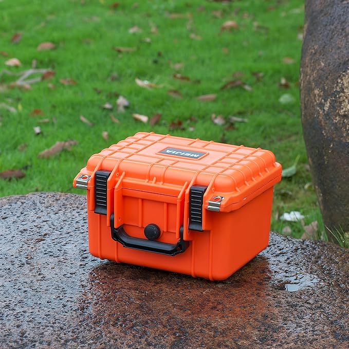 MEIJIA Portable All Weather IP67 Waterproof Camera Case,hard case with Customizable Fit Foam,Fit Use of Drones,Camera,Equipments,10.62 x9.68x6.87inches(Orange)
