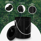 Utopia Kitchen Compost Bin for Kitchen Countertop, 1 Gallon Compost Bucket for Kitchen with Lid, Includes 1 Spare Charcoal Filter (Black)