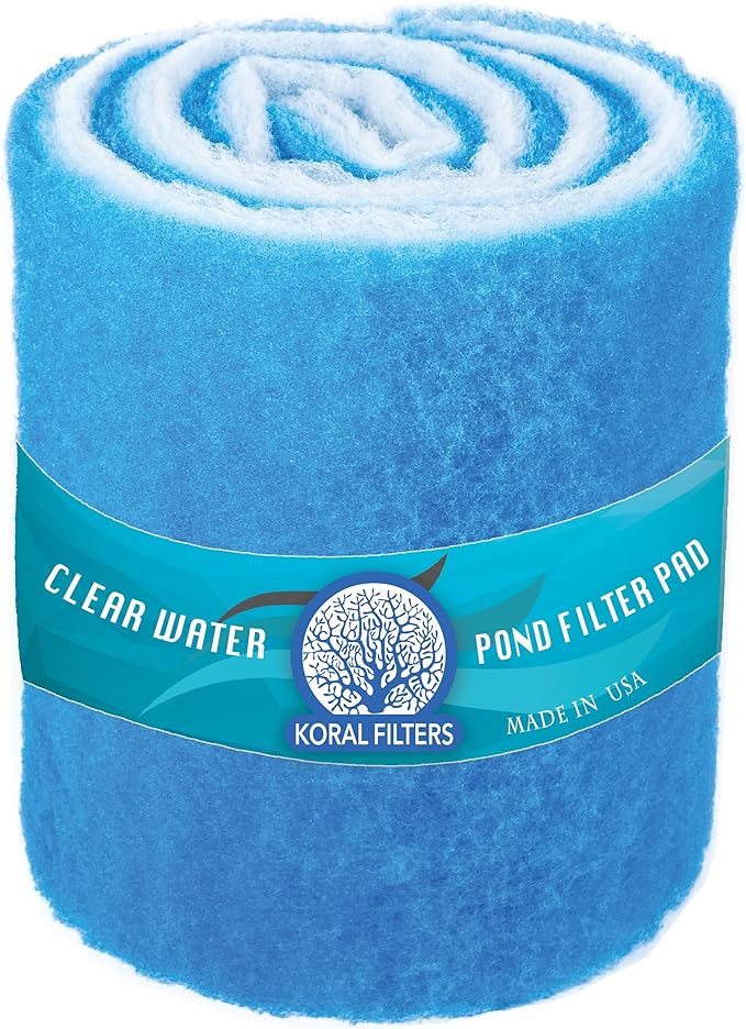 Premium Koi Pond Filter Media Roll - High-Efficiency Pond Filters for Outdoor Ponds, Reusable Fish Pond Filter Material, Made in USA (PRO - Blue - 6ft 16" Wide)