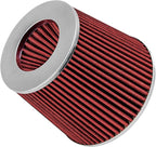 Mortar Aftermarket Auto Air Filter Replacement - Car Enthusiast Class Universal Cold Air Intake Gulps in More Air for More Engine Power & Passionate Induction Sound, 3.5 In, Red