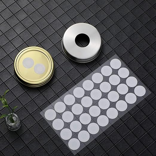 Zonon 256 Pieces Synthetic Filter Paper Stickers 20 mm 0.3 ?m Synthetic Filter Disc Tape Mushroom Applied Under Wide Mouth Mason Jar for Mushroom Cultivation