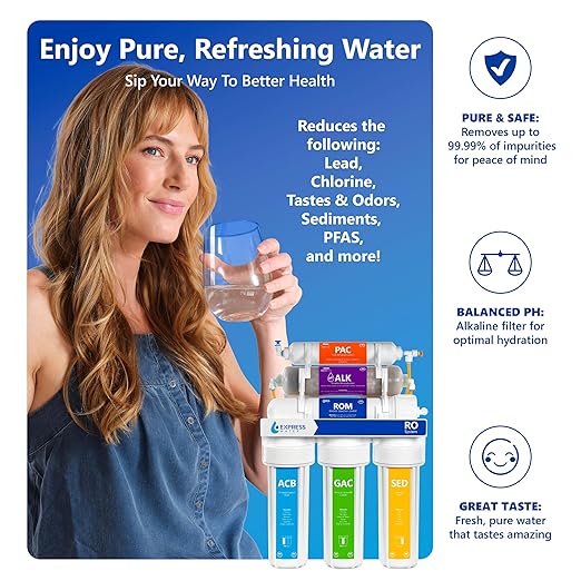 Express Water 10 Stage Reverse Osmosis Alkaline Water Filtration System - Under Sink Water Filter with Faucet and Tank, 100 GPD