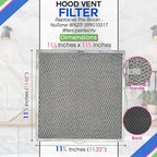 Stove Hood Vent Filter 11.6” x 11.2” BPQTF S99010317 Compatible with Broan Range Hood Filter Replacement for Ductless Overhead - Metal Mesh Filters Grease and Carbon Freshens Kitchen Oven Air (2-Pk)