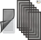6 Pack Strong Magnetic Floor Vent Cover - PVC Mesh Register for Wall Ceiling Floor Catch Debris Hair Insect (Black, 5.5 x 12 Inch)