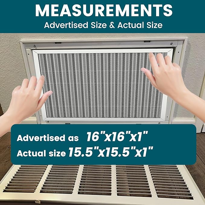 16x16x1 Air Filter-MERV 8, Washable & Reusable Electrostatic Air Filter, AC/HVAC Furnace Filter, Lasts a Lifetime, Permanent Filter, Breathe FresherHome And Office Actual Size:15.5x15.5x0.86Inch