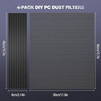 MoKo 400x300mm DIY PC Case Dust Mesh Filter, [4 Pack] PVC Dustproof Magnetic Dust Filter Cover, PC Mesh Grill with Magnetic Frame Strip Computer Cooler Fan Dust Filter for Computer PC Case, Black