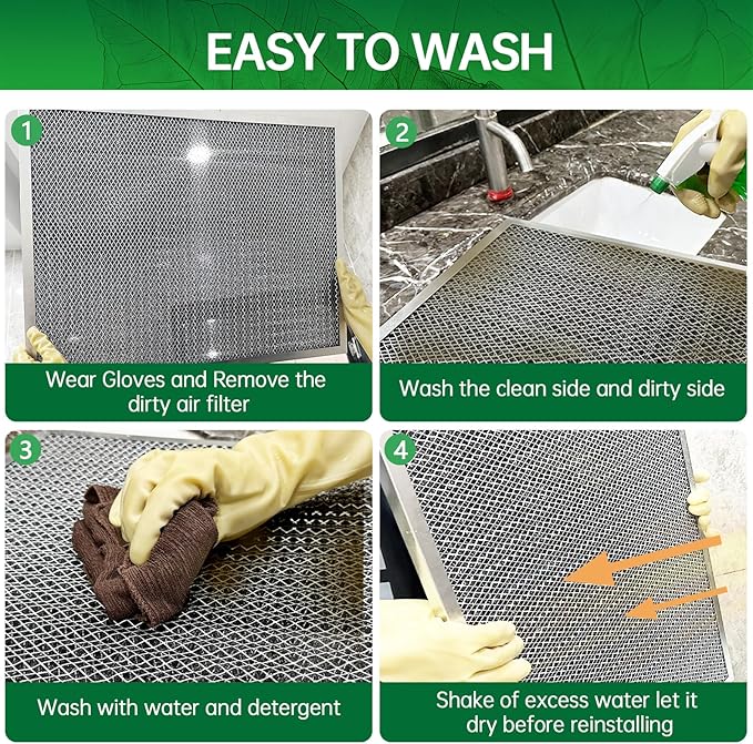 20x25x1 Air Filter Electrostatic Filter Reusable Washable HVAC AC Furnace Filter,MERV 8,Lasts a Lifetime, Healthier Home or Office(Actual Size:19.75x24.65x0.8 Inch)