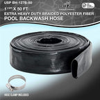 U.S. Pool Supply Pool Backwash Hose 1 1/2 Inch Diameter x 50 Feet - Discharge Hose for Pump, Sand Filter & Sump Pump Hoses - Burst Resistant Lay Flat Drainage Hoses for Inground & Above Ground Pools