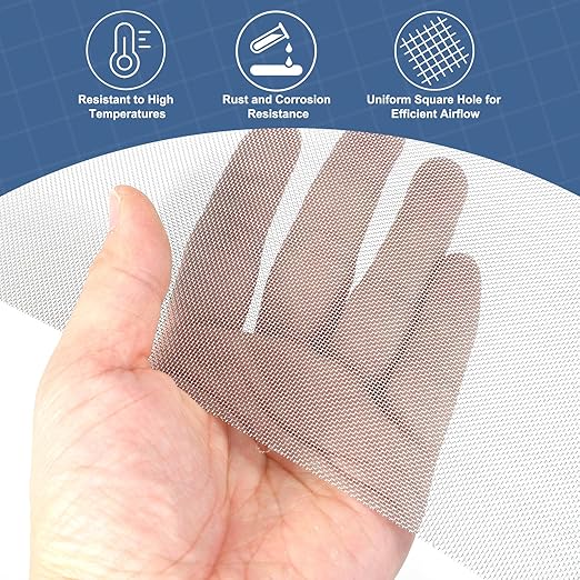 uxcell 30 Mesh 79" x 10" Woven Wire Mesh, 316 Stainless Steel Air Vent Filter Screen, Window Screen Mesh for DIY Projects Vents Cover Filtration Animals Fence