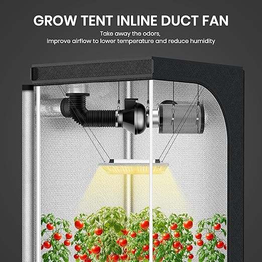 InfiniPower 4 Inch 195 CFM Inline Ventilation Variable Fan Speed Controller, Air Circulation Vent Blower for Grow Tent, Greenhouse, Kitchen, Basement, Black