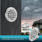 Stainless Steel Soffit Vents 4 Inch, HG Power Round Vent Cover with Screen Mesh, Louver Air Vent Hood for Wall, Ceiling Mount, Bathroom, Garage, Attic Ventilation, 2-Pack, Silver