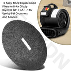 10-Pack Replacement Filters Compatible with B-Air Pet Dryer Airmovers GP-1, GP-1-F Grizzly, for Use by Pet Groomers and Kennels