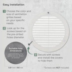 Vent Systems 6" Inch (Opening Dimensions) - Pack of 2 - White Soffit Vent Cover - Plastic Round Air Vent Grille - Built-in Mesh Screen - HVAC Register Louver for Bathroom, Home, Kitchen