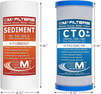 APPLIED MEMBRANES INC. Whole House Water Filter Replacement Filter Cartridge Set | 2 Stage 4.5” x 10” Sediment and Carbon Block Filters | Fits 10-inch Housings