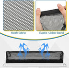 Zonon 12 Pcs 4 x 14 Inch Floor Register Trap Cover Vent Screen for Home Vent Mesh Elastic Band Filter Floor Register Trap Keeps Pet Hair, Food Out(Black)