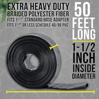 U.S. Pool Supply Pool Backwash Hose 1 1/2 Inch Diameter x 50 Feet - Discharge Hose for Pump, Sand Filter & Sump Pump Hoses - Burst Resistant Lay Flat Drainage Hoses for Inground & Above Ground Pools