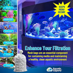 Aquatic Experts High Flow Filter Media Bag - Durable Filter Bags for Fish Tank, Secure Aquarium Media Bag with Drawstring, Media Bags for Aquarium and Pond, High Flow (White), 3” x 8” - 4 Pack