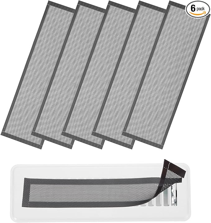 YOKIVE 6 Pcs Magnetic Floor Vent Covers, Floor Register Cover PVC Mesh Air Vent Screen Filters, Great for Home Floor, Wall, Ceiling, Catch Debris Hair Dust (Black, 14-Inch x 6-Inch)