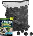 Aquatic Experts 1.5" Large Bio Balls for Ponds – Biological Filter Media for Waterfalls & Outdoor Pond Filters, Treats Up to 1,000 Gallons (300 Count + 14" x 20" Mesh Bag)